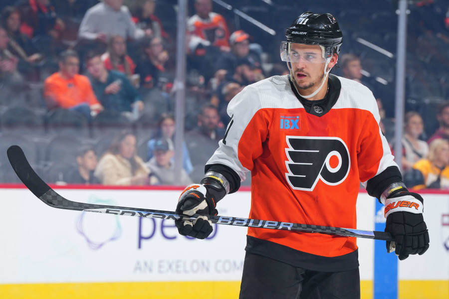 April 1, 2018: Philadelphia Flyers defenseman Ivan Provorov (9) in action  during the NHL game between the Boston Bruins and Philadelphia Flyers at  Well Fargo Center in Philadelphia, Pennsylvania. The Flyers won