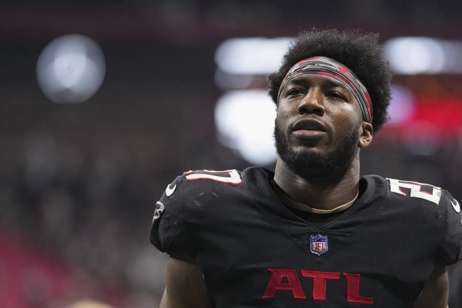 Atlanta Falcons wide receiver Frank Darby (88) on the sidelines as the Atlanta  Falcons take on the Miami Dolphins during a preseason NFL football game,  Saturday, Aug. 21, 2021, in Miami Gardens