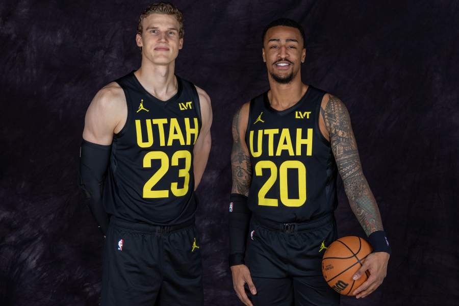 NBA-Printed 2023 All-Star Conference Basketball Jerseys LeBron James 6  Nikola 15 Davis 3 Zion 1 Andrew Wiggins 22 Lauri Markkanen 24 Gold Yellow 