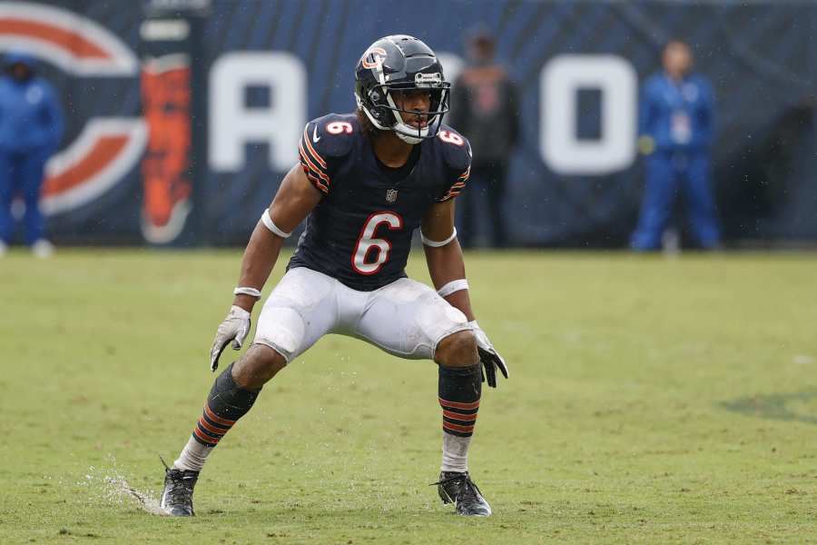 Buffalo Bills offensive tackle Spencer Brown (79) defends against the  Chicago Bears during the first half of an NFL preseason football game,  Saturday, Aug. 26, 2023, in Chicago. (AP Photo/Kamil Krzaczynski Stock