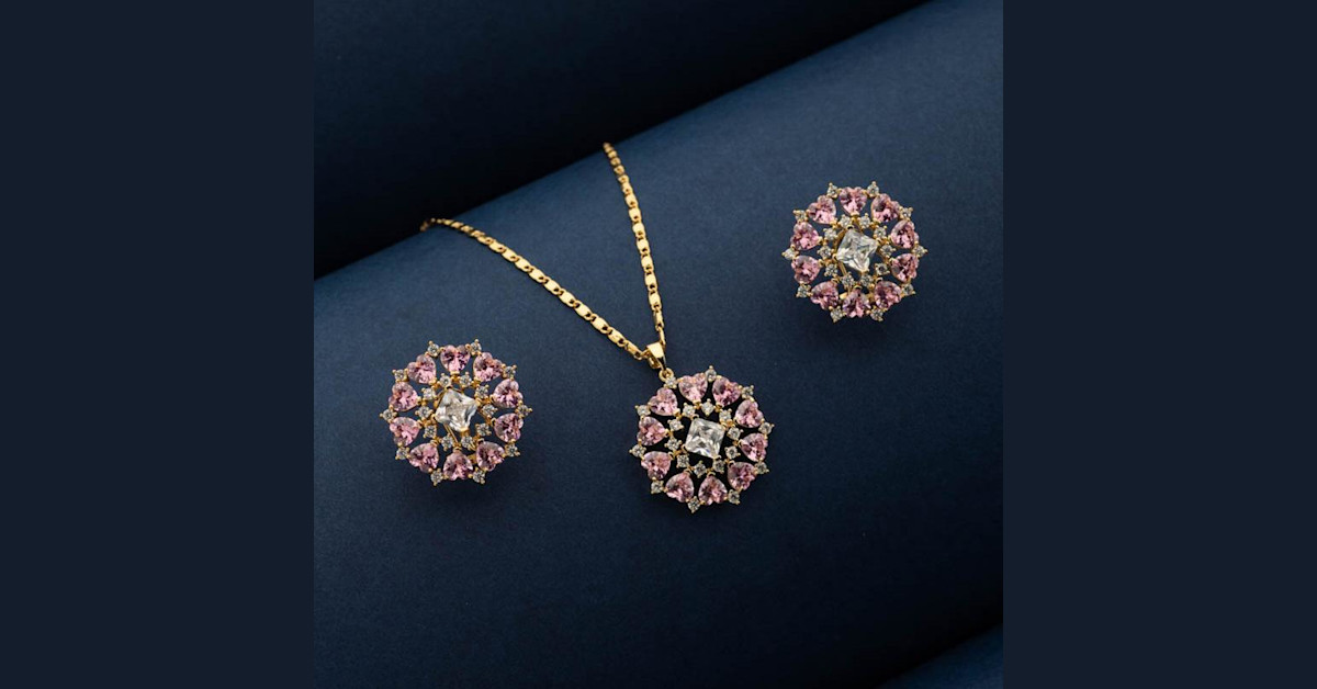 Pink Diamond Necklace Set – live-love-Fashion