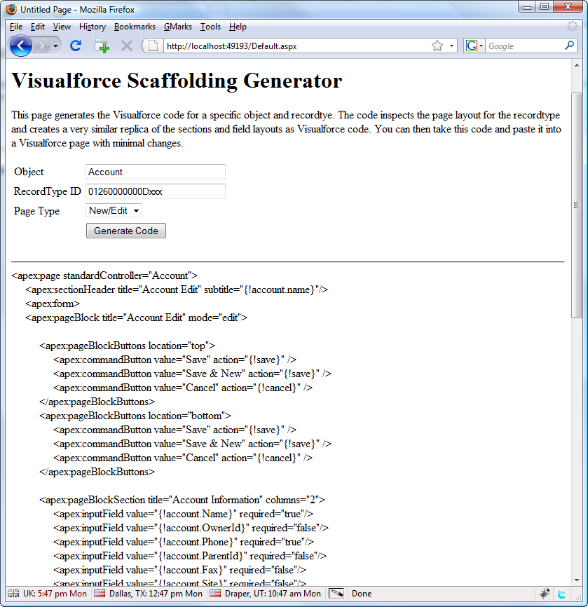 Generate Visualforce Pages