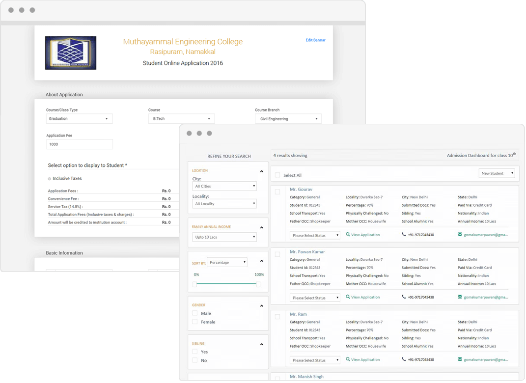 App Setup and Admission Dashboard