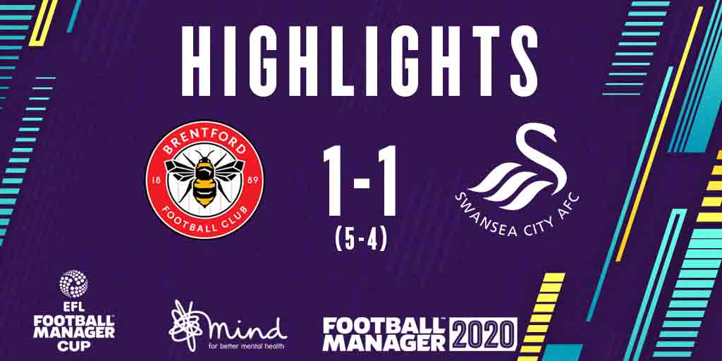 FM20 EFL Cup Final Highlights Brentford 1 Swansea City 1 (54 on