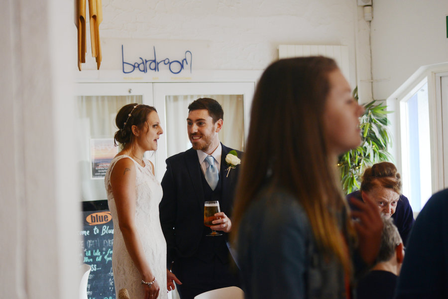 South West | Cornwall | Porthtowan | Autumn | Coastal | DIY | Blue | White | Bar | Real Wedding | Helen Court Photography #Bridebook #RealWedding #WeddingIdeas Bridebook.co.uk 