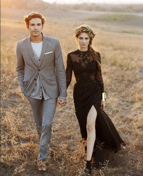 bridebook.co.uk wedding couple with a black wedding dress