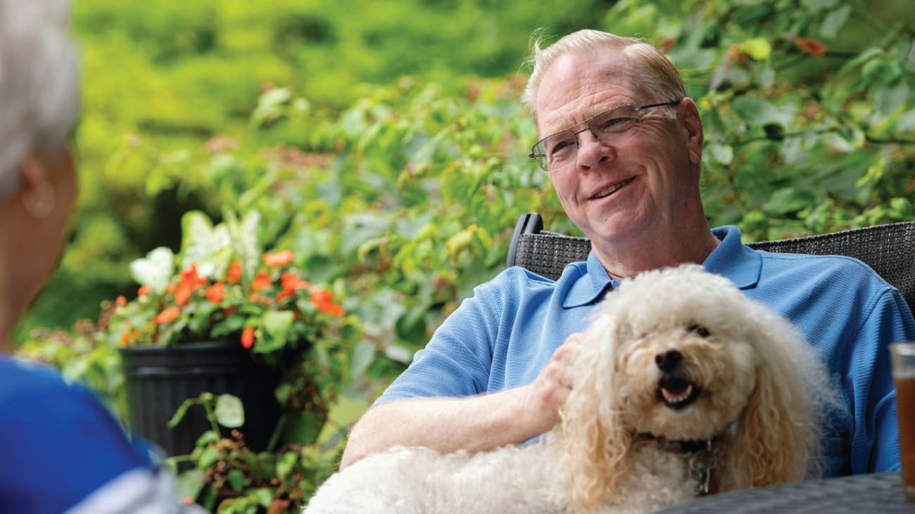 Cardiac_lifeline_image "I’m just so thankful to all the caregivers at NorthShore who helped save my life so I can continue this work." — Cardiovascular patient James Hessenthaler with Kiefer, a bichon poodle mix