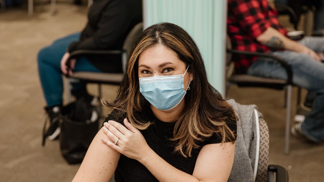 Sandra Trevino, LCSW, receives her COVID-19 vaccination on Monday, Jan. 4, 2021, at Waterbury Hospital in Conn. Trevino is trying to educate people about the safety and efficacy of the COVID-19 vaccines.