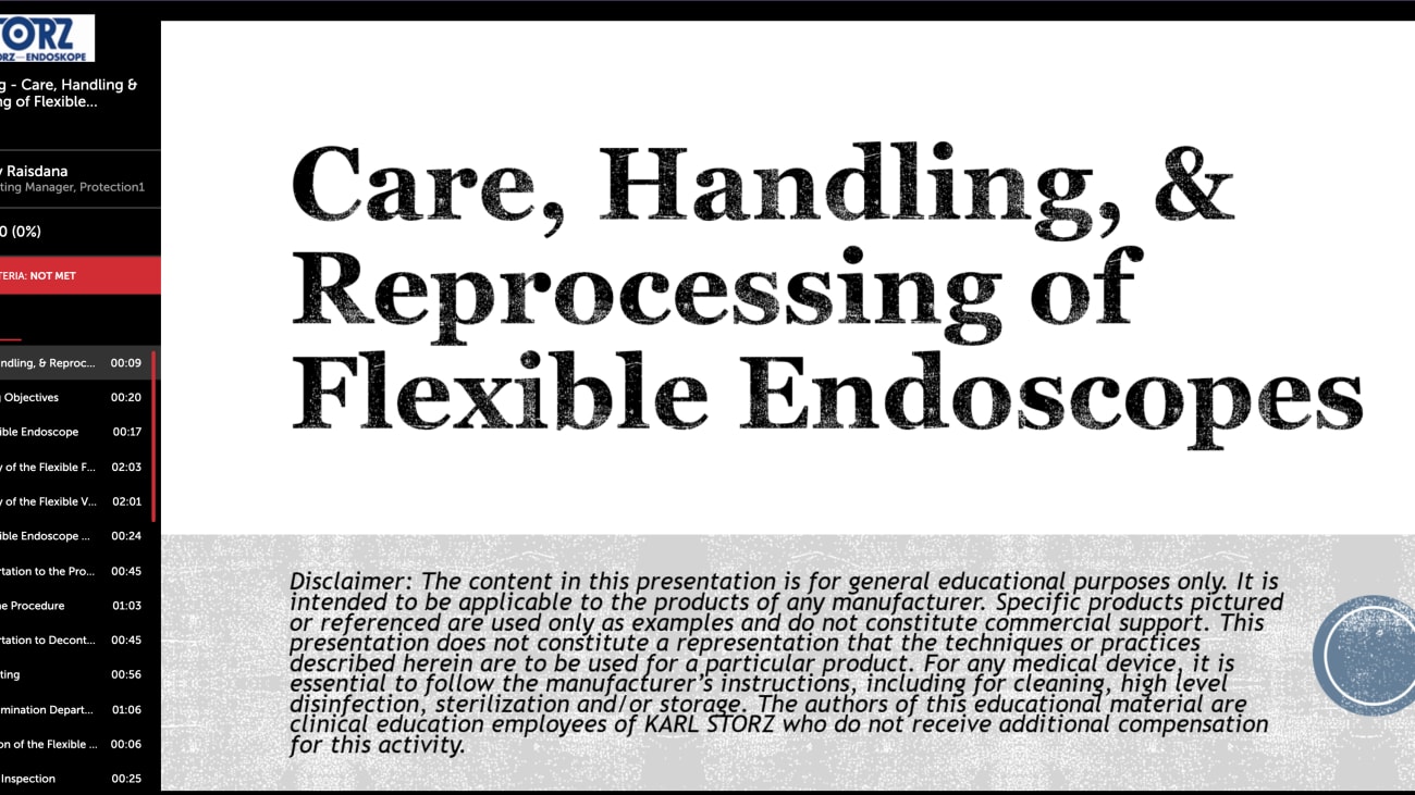 ACE Training Care, Handling, & Reprocessing of Flexible Endoscopes