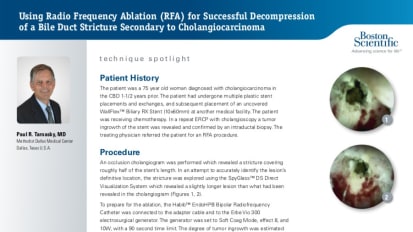 Using RFA for Successful Decompression of a Bile Duct Stricture Secondary to Cholangiocarcinoma, Paul R. Tarnasky, MD