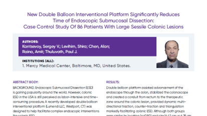 Case Study: New Double Balloon Interventional Platform Significantly Reduces Time of Endoscopic Submucosal Dissection