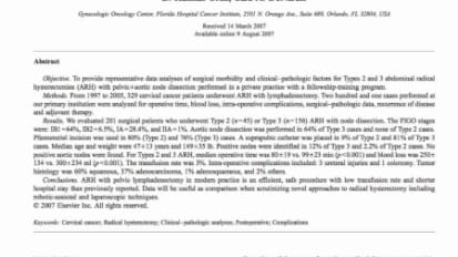 Clinical–pathologic and morbidity analyses of Types 2 and 3 abdominal radical hysterectomy for cervical cancer	