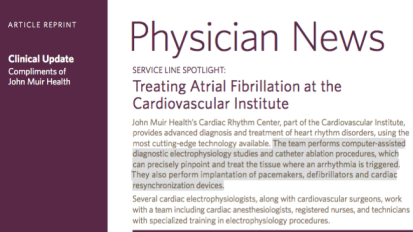 Physician News: Treating Atrial Fibrillation at the Cardiovascular Institute
