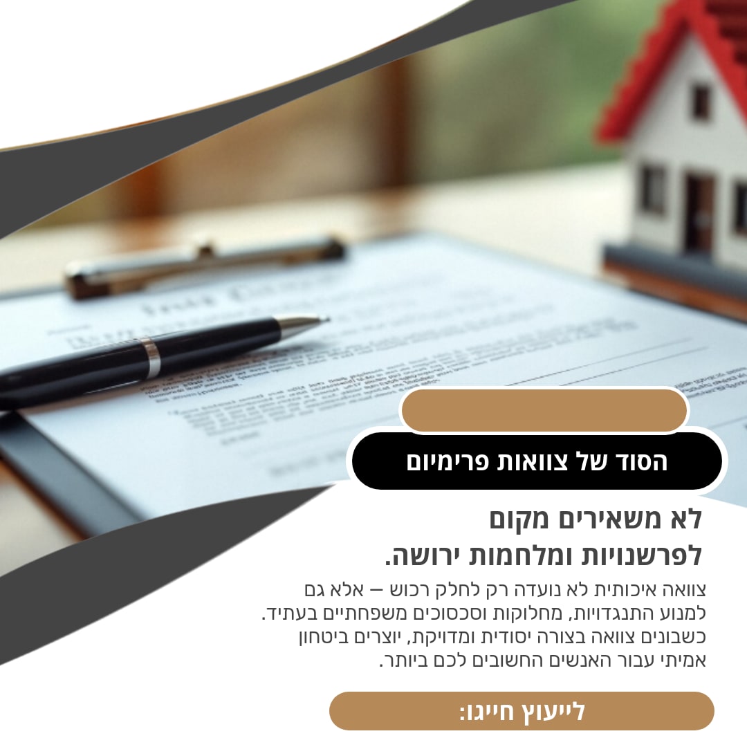 הסוד של צוואות פרימיום, לא משאירים מקום לפרשנויות ומלחמות ירושה. - 