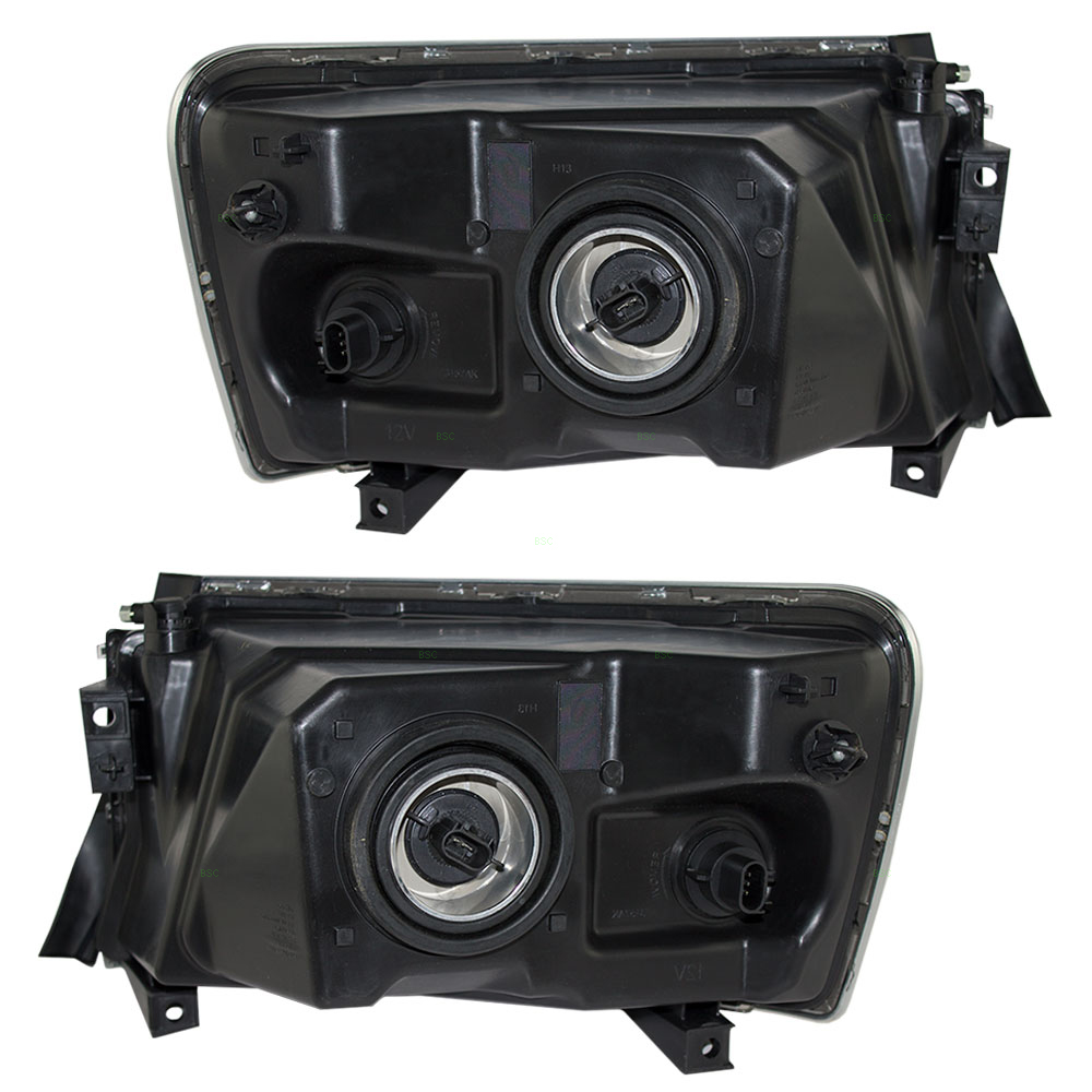 08 11 Dodge Dakota Pickup Truck Set Of Headlights Black Bezel