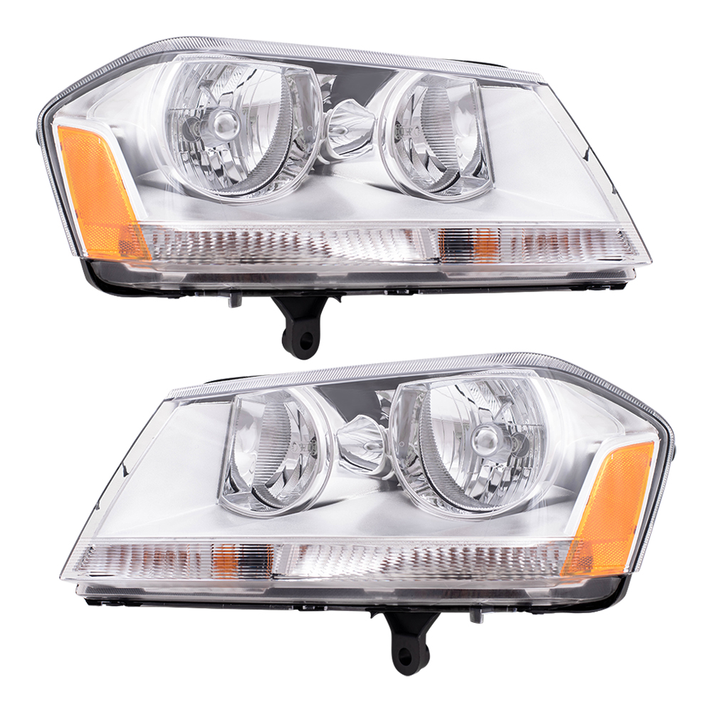 0814 Dodge Avenger Set of Headlights with Chrome Bezels