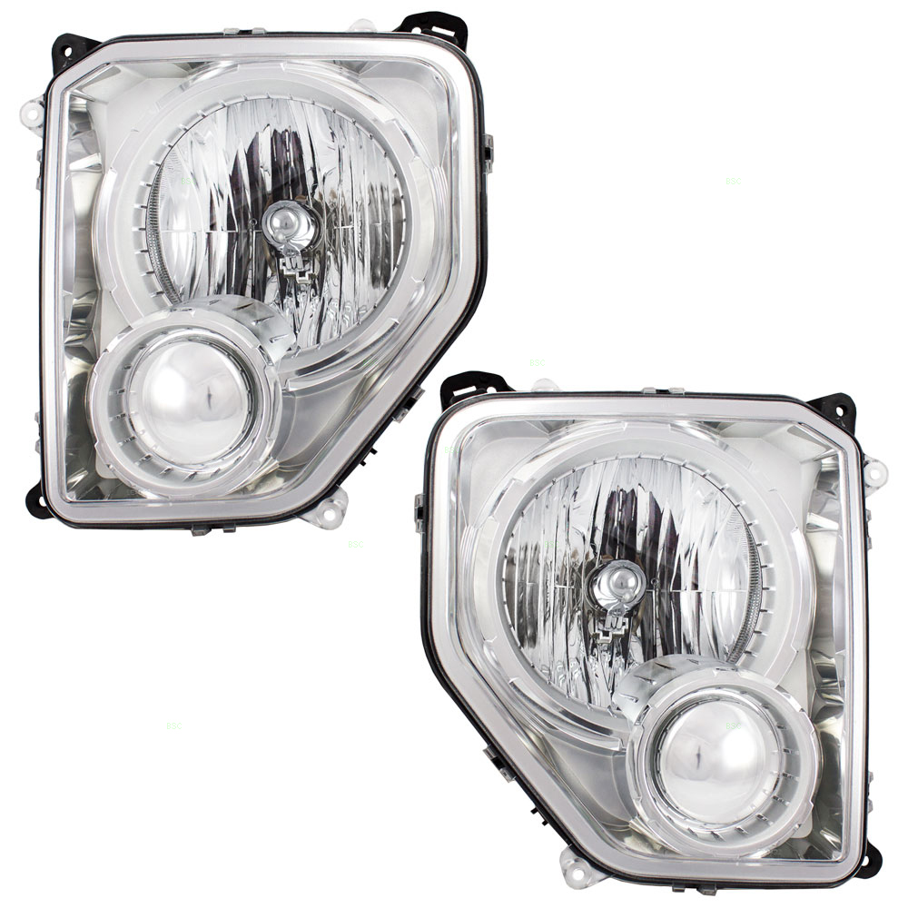 0812 Jeep Liberty Set of Headlights Chrome Bezel
