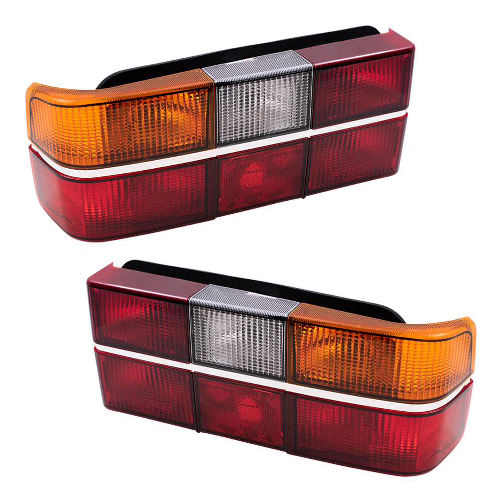 8693 Volvo 240 New Pair Set Taillight Taillamp Lens with Chrome Trim Housing