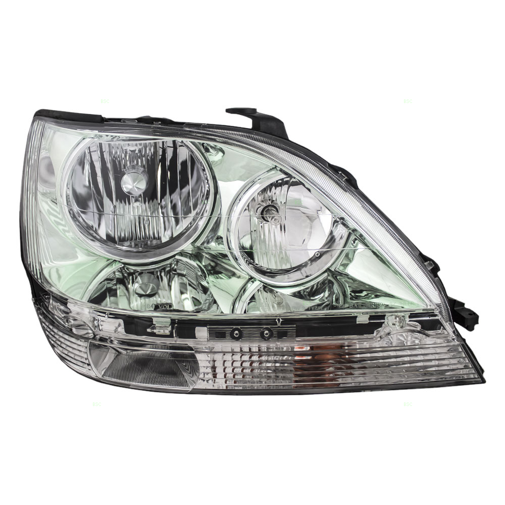9903 Lexus RX300 Passengers Halogen Combination Headlamp Headlight Assembly Chrome Bezel