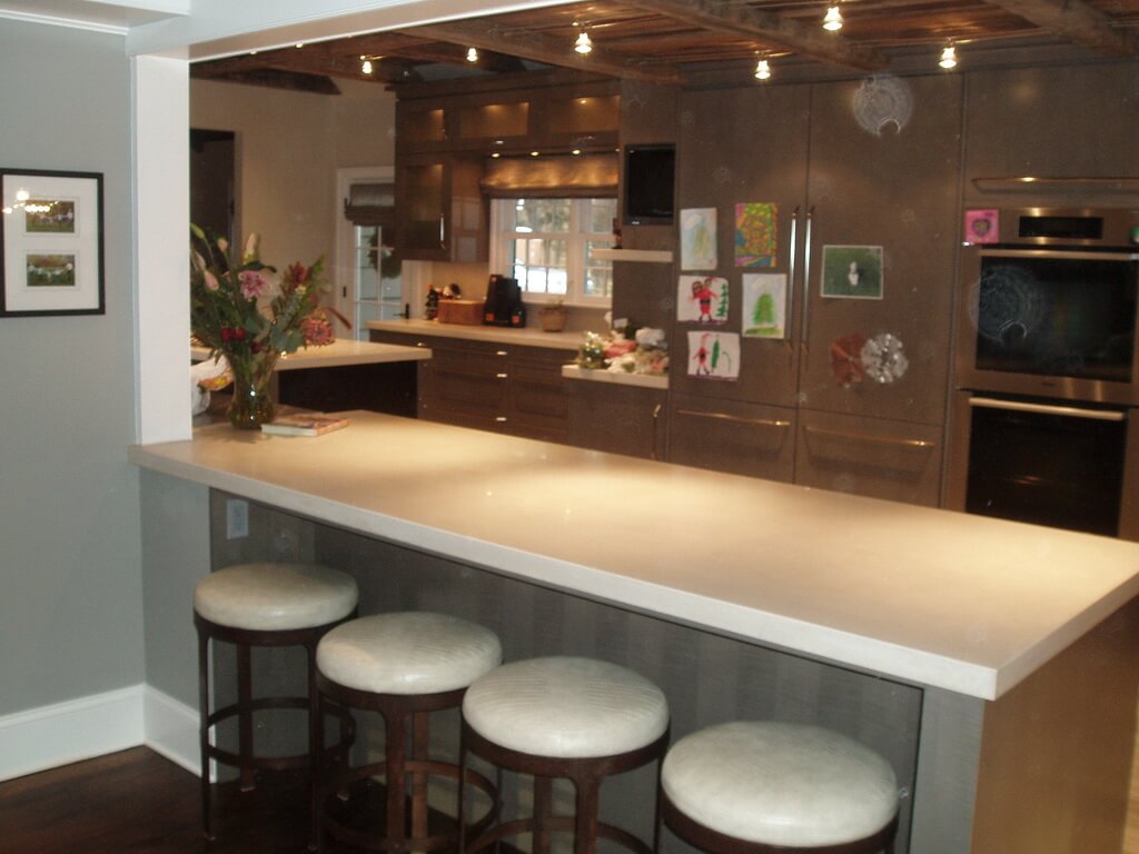 Transitional Kitchen With Concrete Peninsula Countertop Brooks