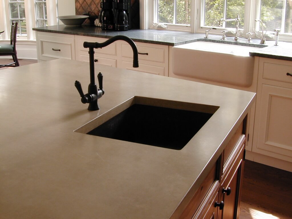 Sand Colored Concrete Kitchen Island Countertop Brooks Custom