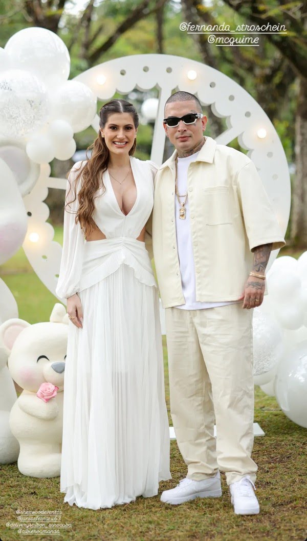 MC GUIMÊ E FERNANDA STROSCHEIN CELEBRAM CHÁ DE REVELAÇÃO DA FILHA YARIN 
