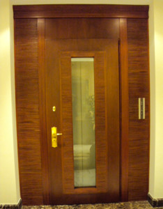 Cabinet refacing Supplies - leather and wood door panel wenge