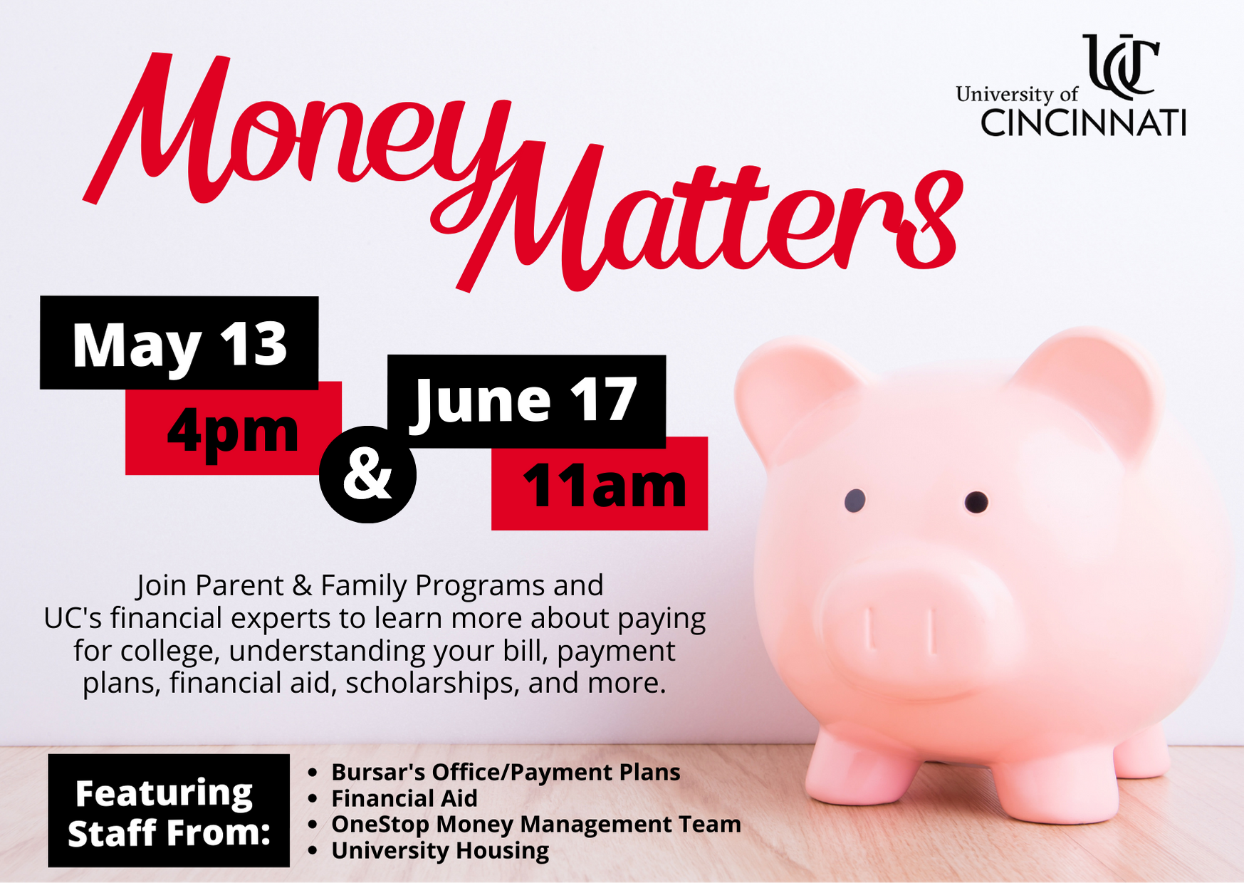 Join UC Parent & Family Programs for "Money The UC Family Portal