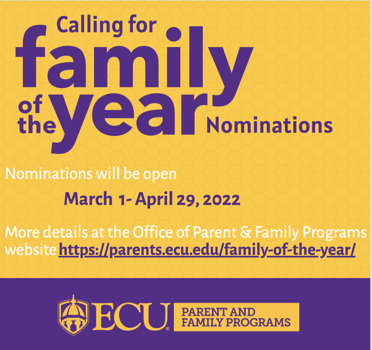 Family of the Year Award The ECU Parent and Family Portal