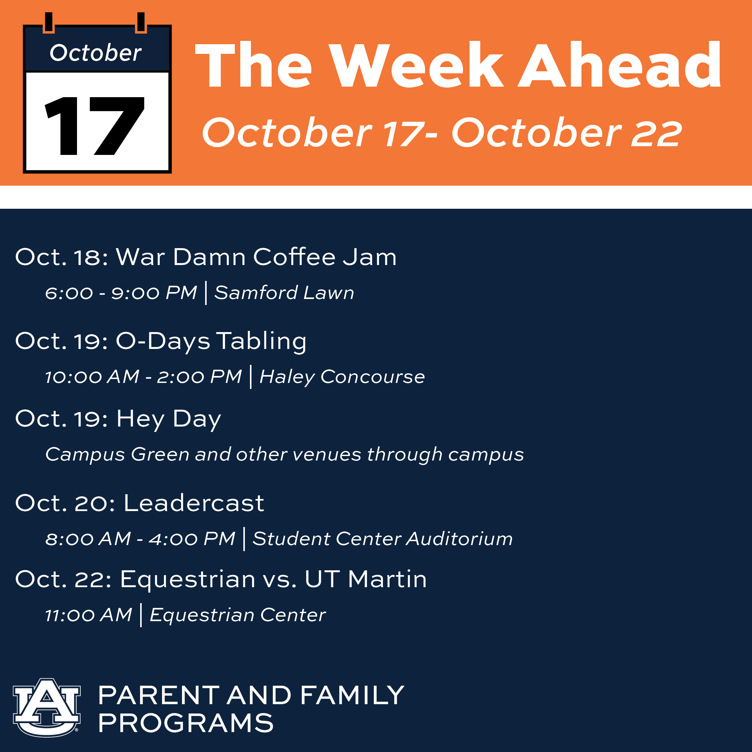 Look at the Week Oct. 17 23, 2022 The Auburn Family Portal