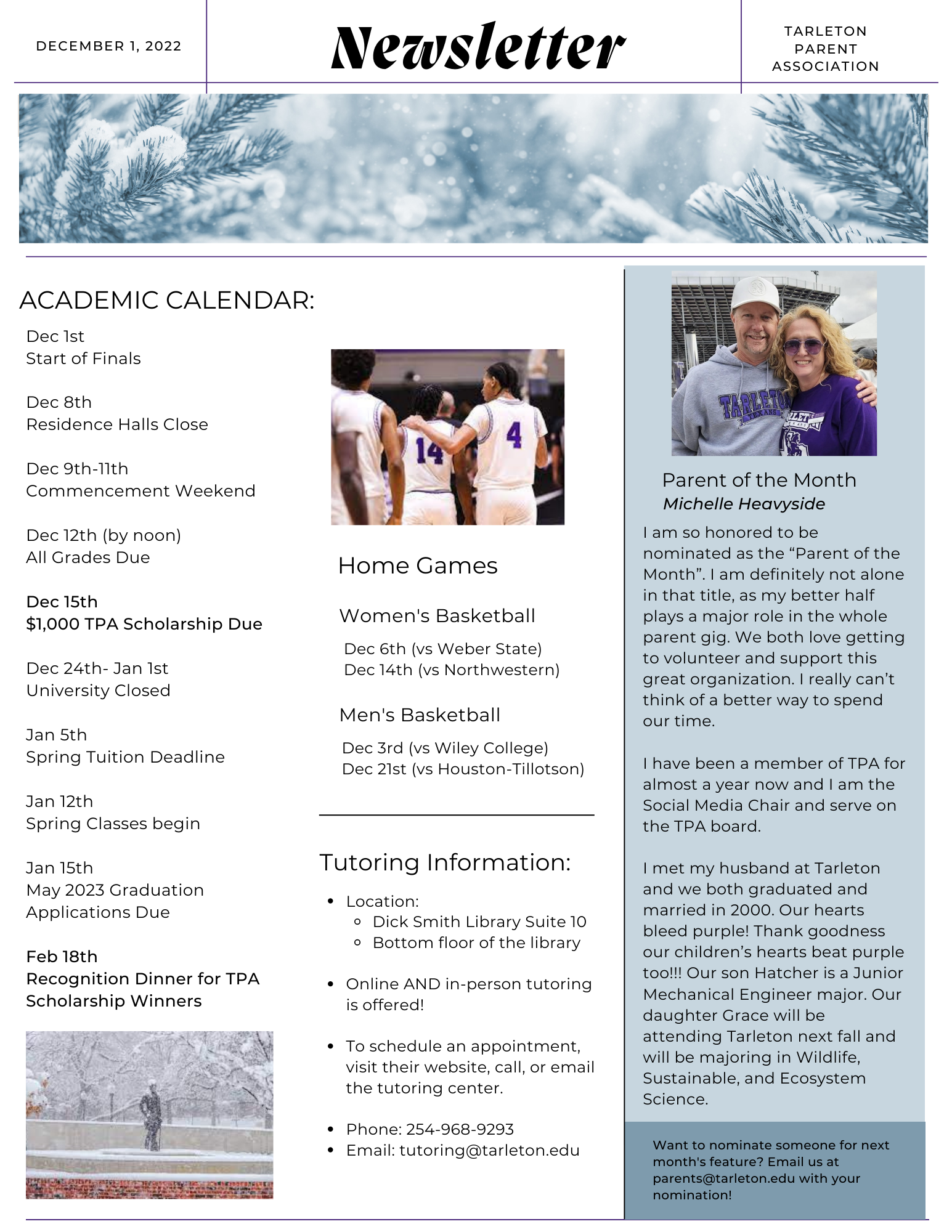 December The Tarleton State University Parent and Family Experience
