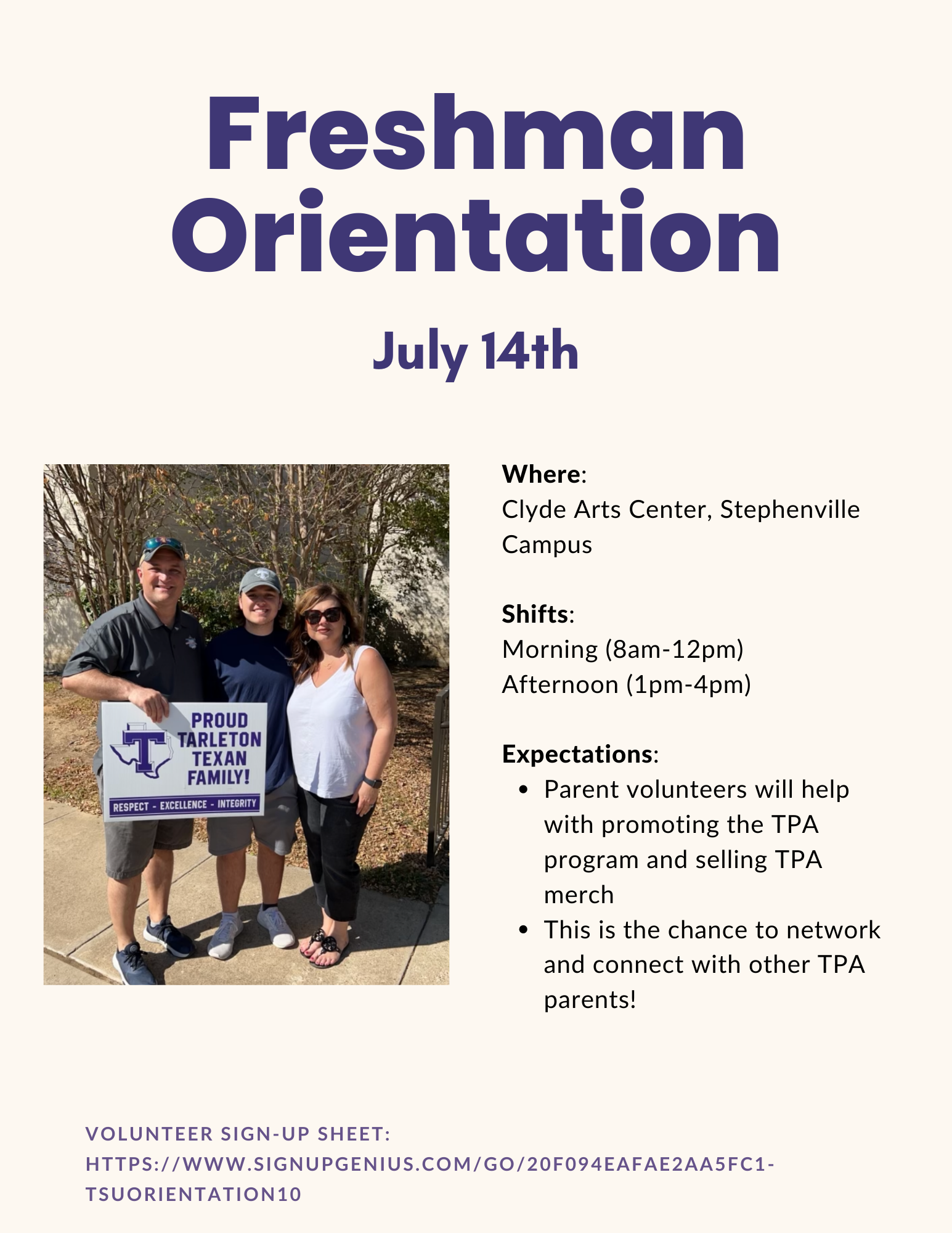 July 14th The Tarleton State University Parent and Family Experience