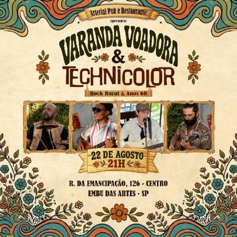 Varanda Voadora e Technicolor Apresentam Rock Rural e Anos 60 @ Embu Das Artes - SP