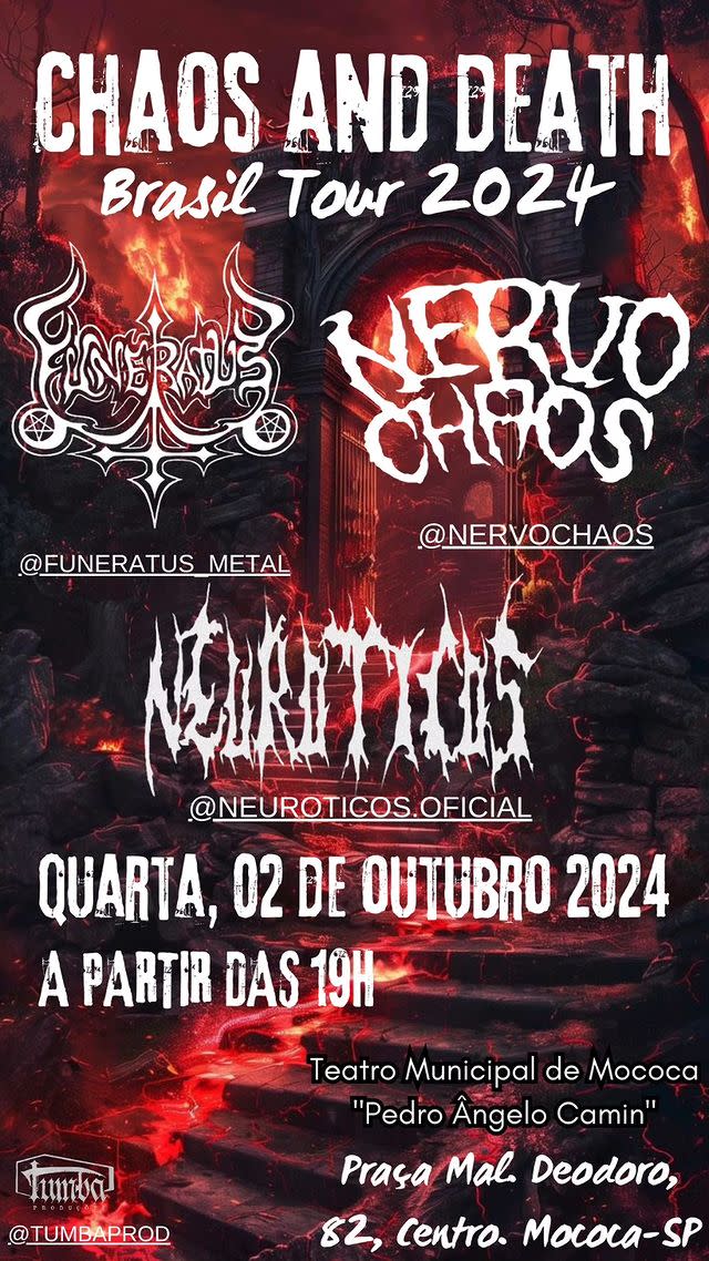 Chaos and Death Brasil Tour 2024 - Funeratus, Nervochaos e Neuroticos @ Mococa - SP