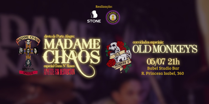 Madame Chaos + Old Monkeys No Babel Studio Bar @ Passo Fundo - RS