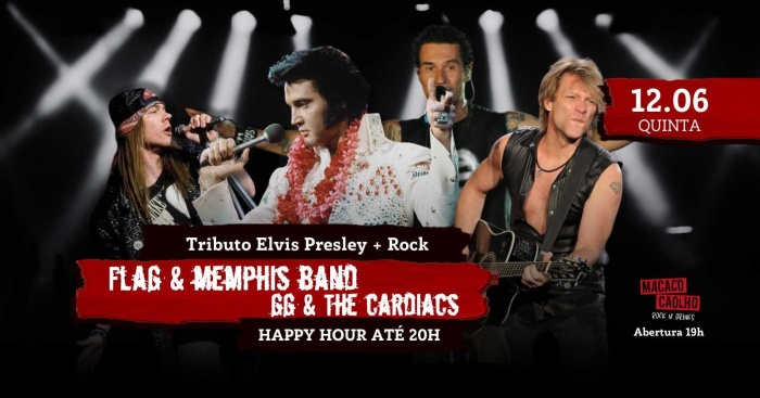 Especial Rock e Pop Anos 80/90 e 2000 C/ Banda Dr. GG and The Cardiacs + Tributo Elvis Presley @ Rio De Janeiro - RJ