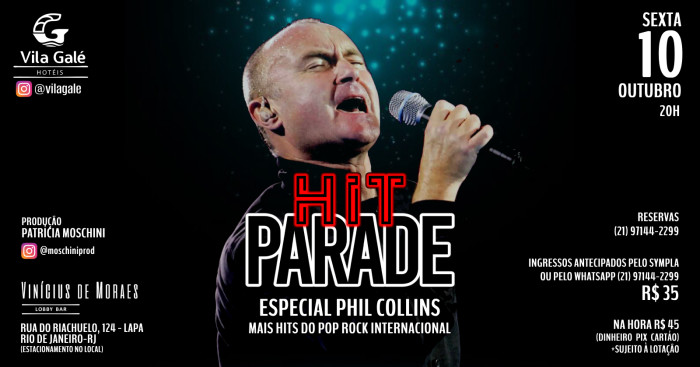 Hit Parade - Especial Phil Collins + Hits Do Pop Rock Internacional @ Rio De Janeiro - RJ