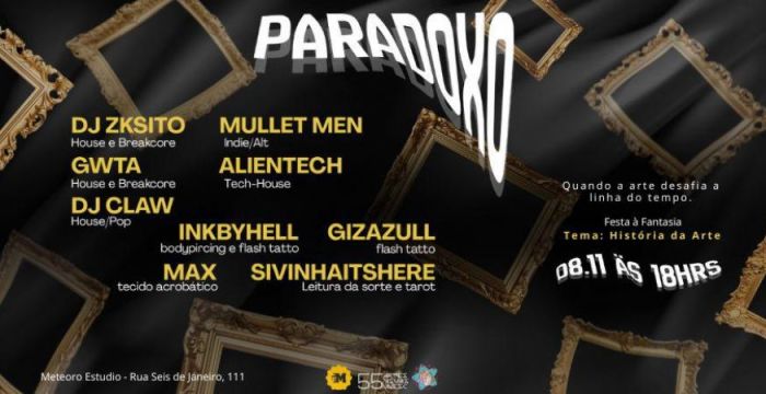 Paradoxo festa em comemoração de 55 anos do curso de Artes Visuais Meteoro Estúdio - Criciúma/SC @ Criciúma - SC