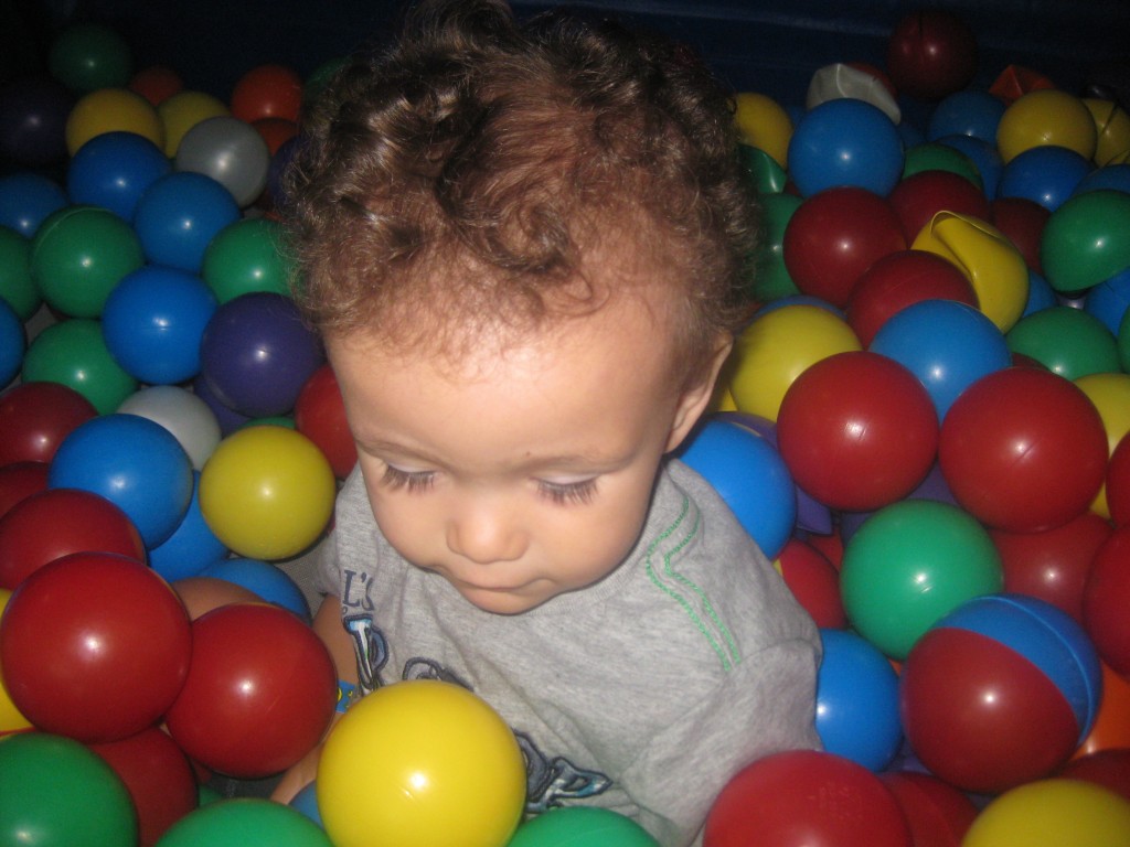 Hanging out in the ball pit.