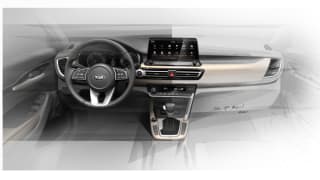 Kia's small SUV teased ahead of October launch: interior sketches show a tech-heavy cabin