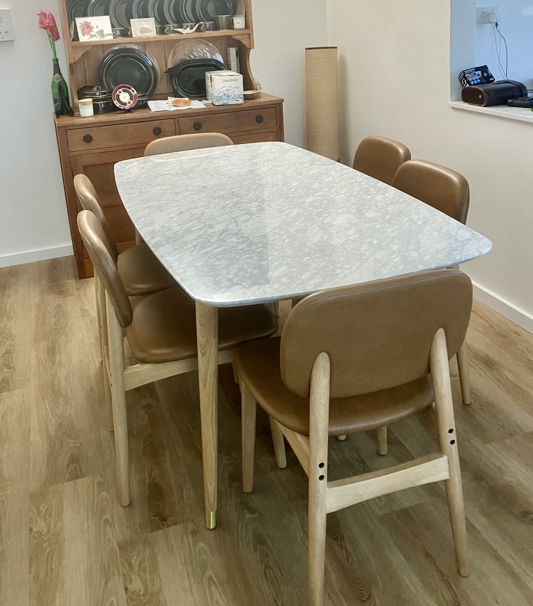 Kelsey Marble Dining Table 180cm, White Wash