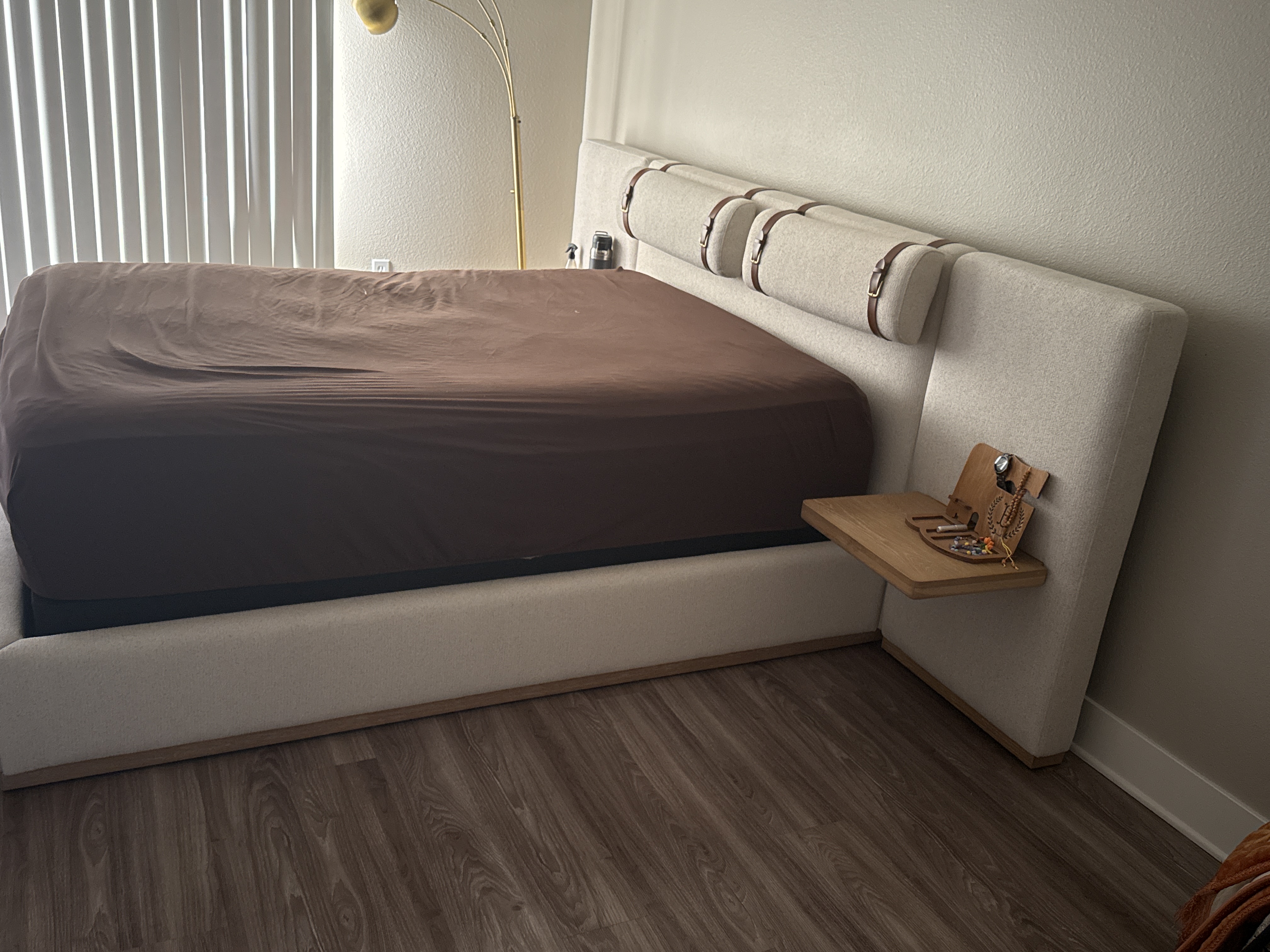 Claude Performance fabric queen size bed frame