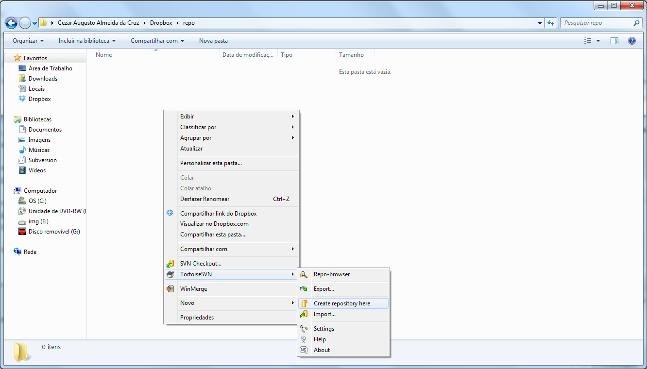 Criando repositório SVN