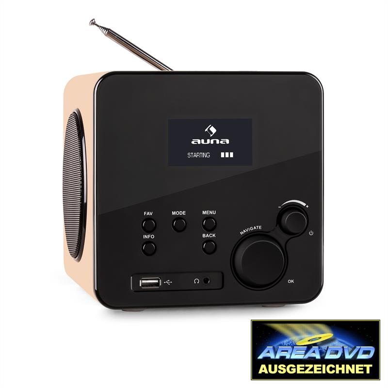 Auna Radio Gaga, internetové rádio, WLAN/LAN, DAB/DAB+, FM, USB, AUX, dub