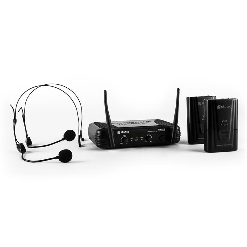 Skytec STWM712H, mikro VHF set bezdrátových mikrofonů, 2 x headset/náhlavní souprava