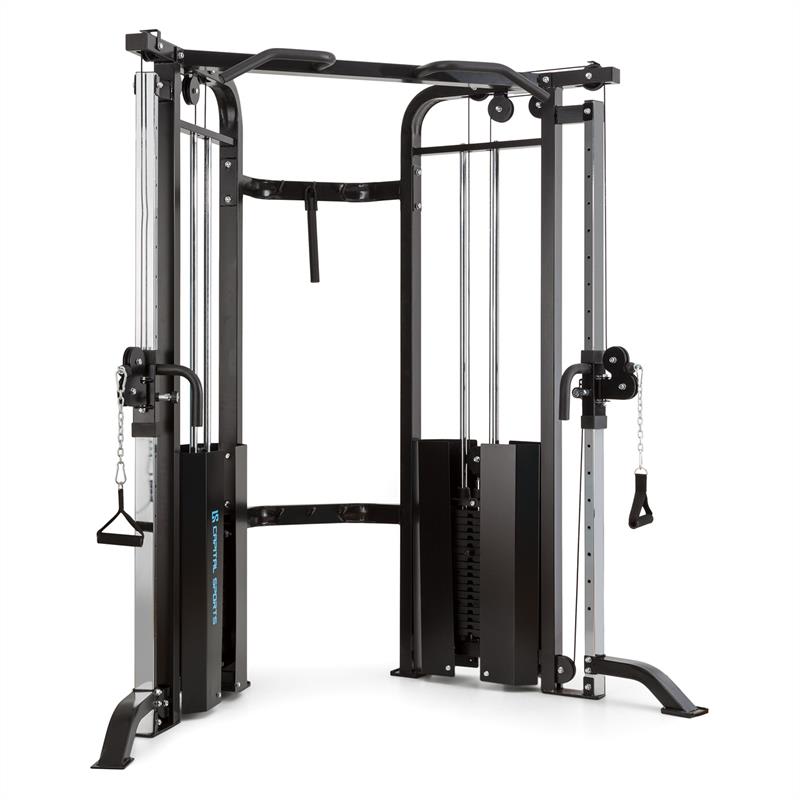 Capital Sports Xtrakter, posilovací věž, přemostěná věž se dvěma kladkami, 2 x 90 kg, ocel, černá