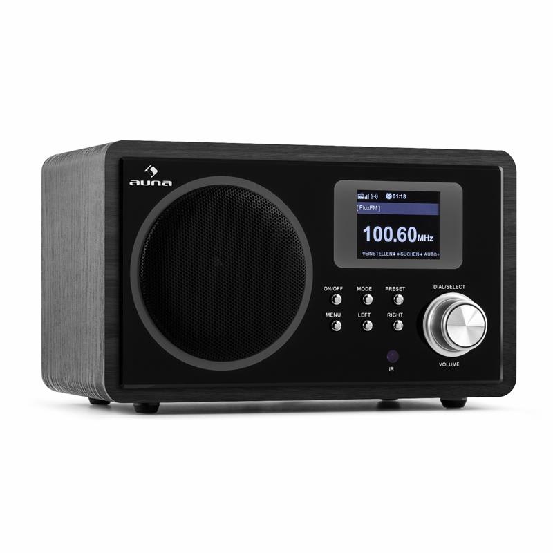 Auna IR-150, internetové rádio, FM, DLNA, WLAN, retro, dálkové ovládání, dřevěná skříň