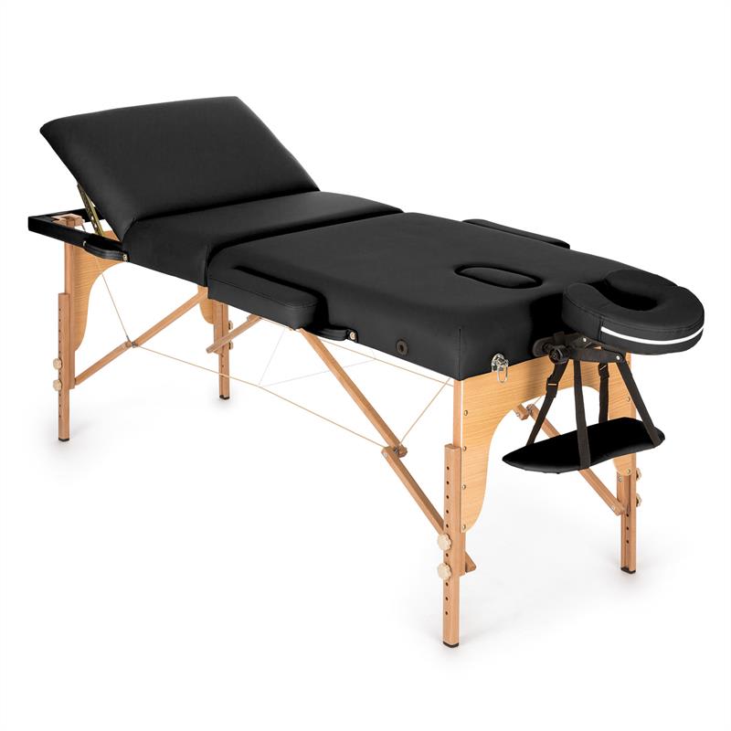 KLARFIT MT 500, masážní stůl, 210 cm, 200 kg, sklápěcí, jemný povrch, taška, černý