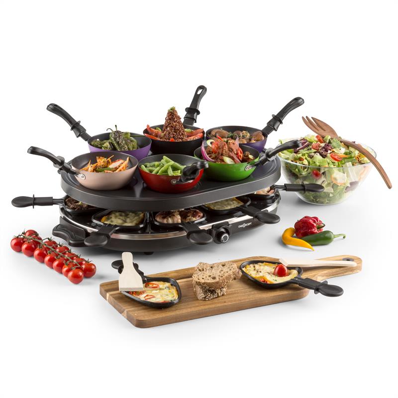 OneConcept Woklette,raclette gril, 1200 W, stolní, pro 6 osob, wok, nepřilnavý