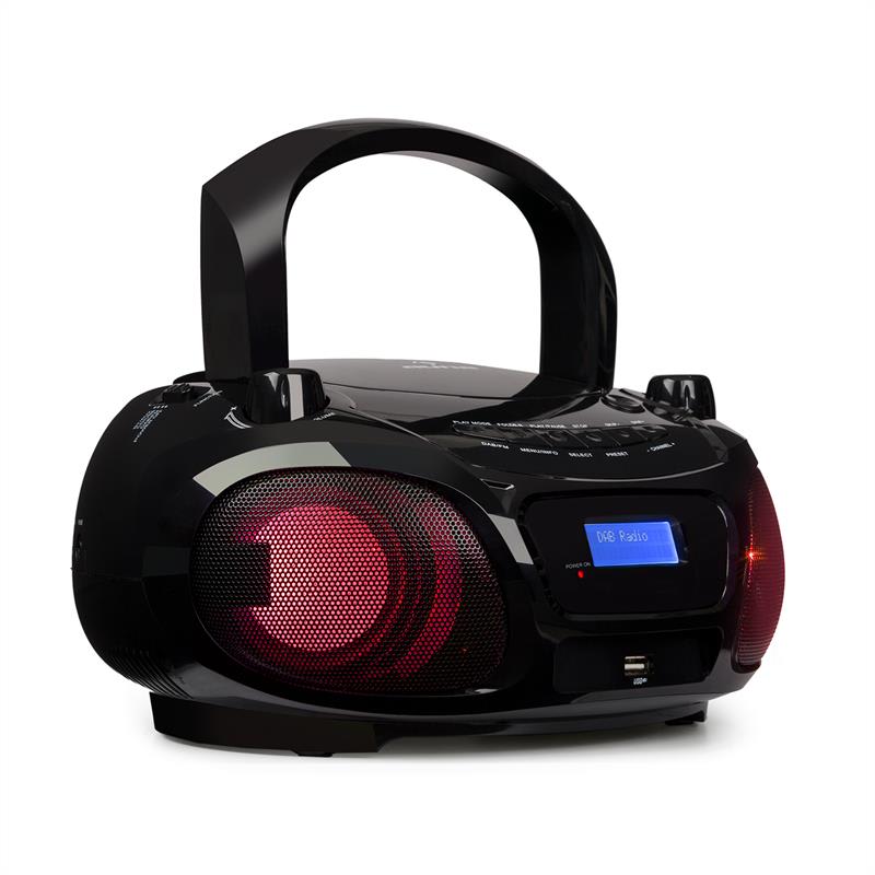 Auna Roadie DAB, CD přehrávač, DAB/DAB+, FM, LED disko světelný efekt, bluetooth, černý